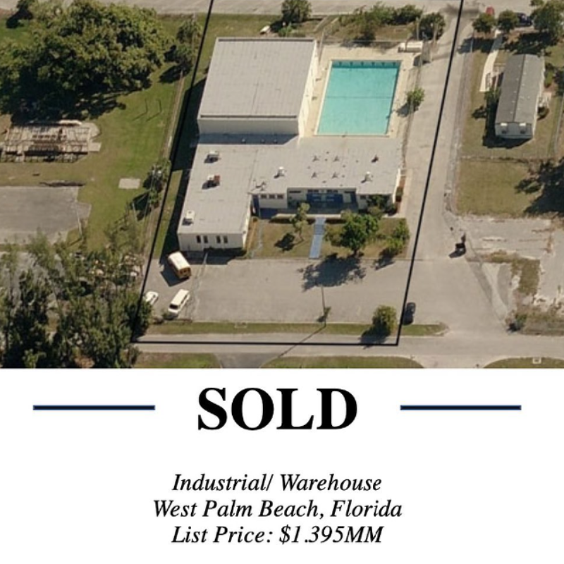 One of our specialties Sold. An NNN Industrial Warehouse in West Palm Beach, FL